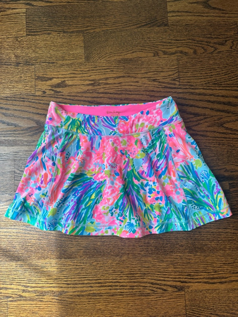 Lilly Pulitzer Pink Multi Neon Floral Skort, Fan Sea Pants Print EUC XS